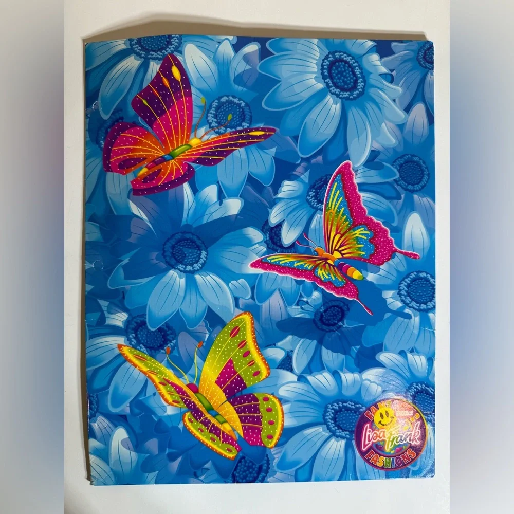 VTG Lisa Frank Butterflies Flowers Fantastic Unpunched Groovy 2-Pocket Folder